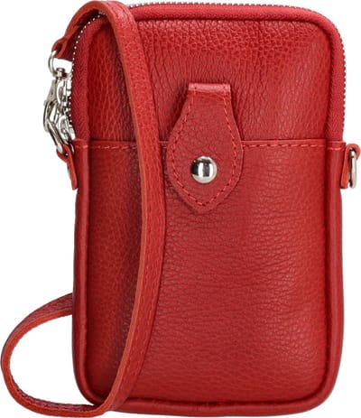 Charm London Elisa Crossbody Telefoontasje Premium Leatherlook - Leren Dames Tas - Donkerrood