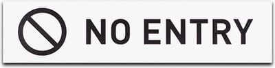 Deurbordje - NO ENTRY - Rechthoek - Wit met Zwart - 45 x 195 mm - Prive - Geen toegang - Deurbord - Zelfklevend