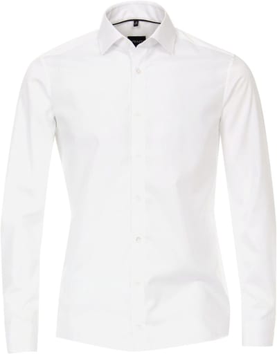 VENTI modern fit overhemd - popeline - wit met dubbele manchet - Strijkvrij - Boordmaat: 36 (EU maat: XS)