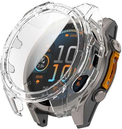 Screenprotector case - geschikt voor Garmin Tactix 8 AMOLED 47mm - full cover hoesje - gehard glas - 47 mm - volledige bescherming - transparant
