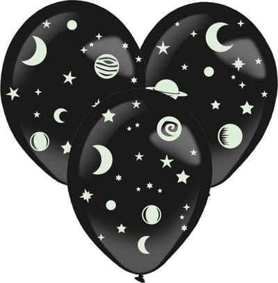 Amscan Ballonnen Glow-in-the-dark 35,5 Cm Latex Zwart 3 Stuks