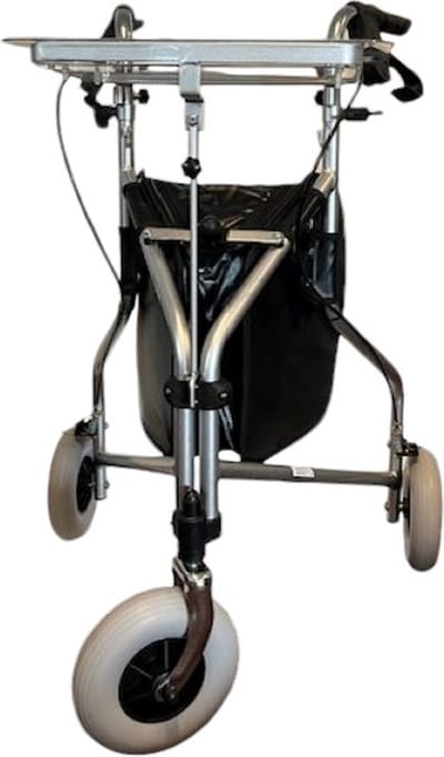 Premis Delta Drie-Wiel Rollator – Lichtgewicht 6,45 kg – Opvouwbare 3 Wiel Rollator – Inclusief Tas, Frame en Dienblad – Verstelbaar 84-102 cm – Wendbare Rollator voor Binnen en Buiten - Zilver