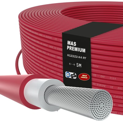 Zonnekabel H1Z2Z2-K - Zonne-kabel fotovoltaïsche kabel - Zonnepanelen installeren - TÜV-2 gecertificeerd - 4 mm² - Rood