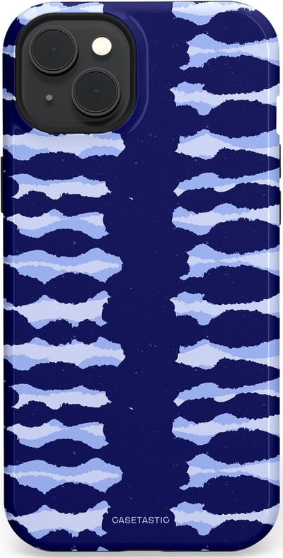 Casetastic Hoesje Geschikt voor Apple iPhone 15 Plus Magsafe - Stijlvolle Beschermende Duo-layer Case - Golven in blauw