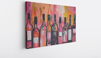 Saammp Canvas Schilderij - Flessen - Abstract - 30x20 - Foto op canvas - Wanddecoratie - Muurdecoratie Woonkamer - Slaapkamer decoratie - Canvas Print