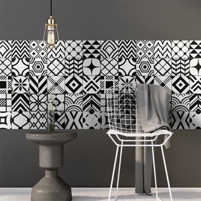 Zelfklevende muurtegelstickers voor keuken en badkamer - 30 Scandinavische Glasgow tegelstickers - 30 stickers 15x15cm