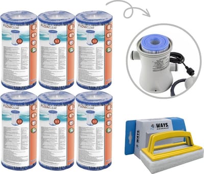 Bestway - Type IV filters geschikt voor filterpomp 58391 - 6 stuks & WAYS scrubborstel