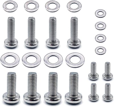 Complete Set van 24 Stuks TV Bevestigingsschroeven, Roestvrijstalen M4 M6 M8 Schroeven met Ringen voor TV en Monitor Beugels