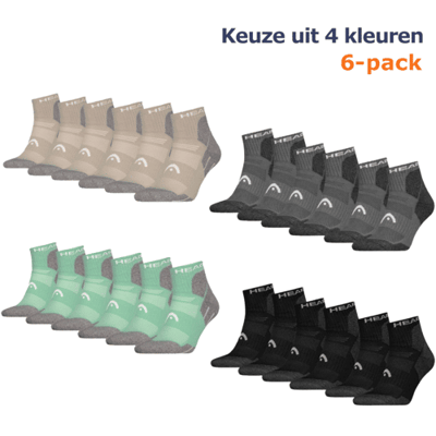 HEAD Wandelsokken All Climates Hiking Quarter - 6 paar - Halfhoge Hiking Sokken -Zwart - Maat 35/38