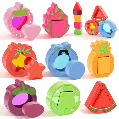 Namajunas - Montessori speelgoed 3 jaar - Steckspel & sorteerspel met fruit van houten speelgoed - Motoriekspeelgoed Vormensorteren - Kinderspeelgoed vanaf 3 jaar - Cadeau voor jongens en meisjes van 3, 4 en 5 jaar - Educatief Speelgoed