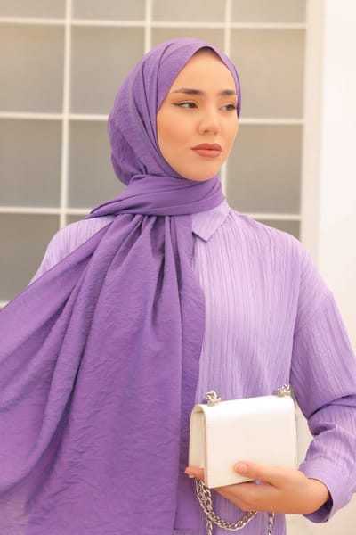 SILK HOME Olinda Sjaal – Hoofddoek - Hoofddeksel - Hijab - Lavendel – Zijdezachte Textuur – 75x195 cm