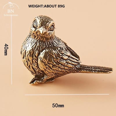Petite statue de moineau en métal et laiton, ornement de table pour animaux de compagnie, accessoires de décoration pour la maison, figurines d'oiseaux rétro, miniatures artisanales brown