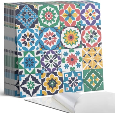 Coloray Plaktegels - Geruite mozaïekpatronen Zelfklevende Tegels - 20 cm x 20 cm - Groente Plaktegels - 20 stuks - Vierkant PVC Tegels - Plaktegels Badkamer - Plaktegels Vloer - Vinyl Tegels - Wandtegel Zelfklevend