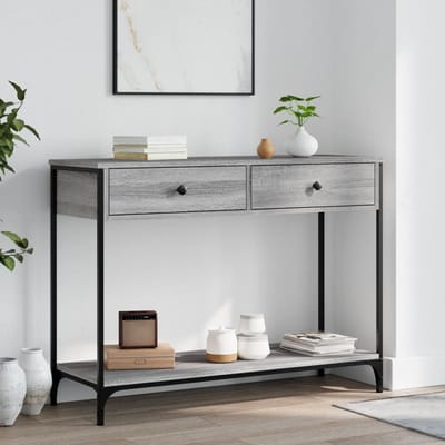 vidaXL - Wandtafel - 100x34,5x75 - cm - bewerkt - hout - grijs - sonoma - eikenkleurig