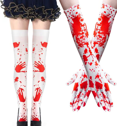 Halloween Handschoenen en Kousen Set - Lange Mouwen Handschoenen en Sokken voor Halloween Dans, Kostuumfeest en Cosplay