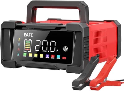 Draagbare Acculader - Auto Accu Oplader - Voertuig Onderhoud - 9-Traps Opladen - 20 A - Rood