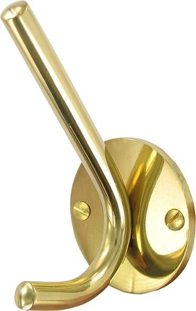 TQ4U dubbele jashaak wandbevestiging garderobehaak Ø 53mm | GEPOLIJST MESSING