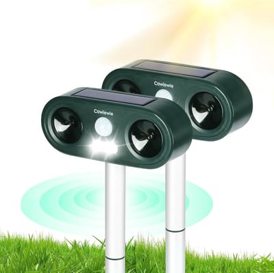 Ultrasone Dierenverjager voor Katten - Waterdichte en Zonne-energievoeding, 2 Stuks voor Tuinbescherming
