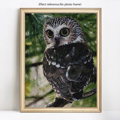 Peinture diamant hibou strass, mosaïque, broderie diamant, point de croix 20X30CM black