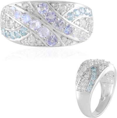 Cavill - 925 Sterling Zilver Ring met 0,79 ct Blauwe Maansteen - Rond geslepen Indiase maanstenen - Elegante moderne sieraden