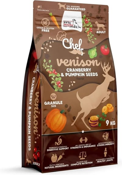 SYTA MICHA - Droogvoer voor Honden - Wild, Cranberry & Pompoenpitten - Natuurlijk & Graanrijk - Ondersteunt Spijsvertering & Huidgezondheid - 9 kg