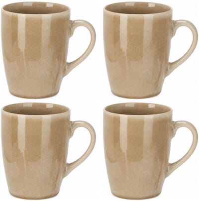 Siaki Koffiemok / theemok Faye - beige - set 4x - 340 ml - mokken - kerammiek - tas