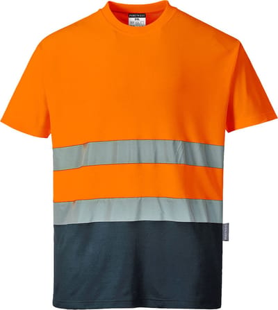 S173 - Tweekleuren Katoenen Comfort Portwest T-shirt Oranje/marine