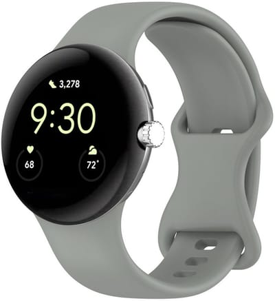 Siliconen bandje - geschikt voor Google Pixel Watch 3 (45 mm) en Pixel Watch 4 (45mm) - druksluiting - grijs