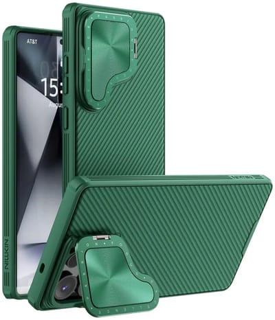 Nillkin CamShield Prop Magnetic - Hoesje Geschikt voor Samsung Galaxy S25 Ultra - Compatibel met MagSafe en Qi2 - Back Cover met Camera Bescherming / Standaard - Groen