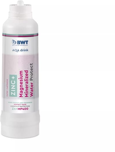 BWT AQA drink ZINC + MP400 | Filterpatroon | voor zuiver en fris drinkwater | Vermindert chloor, kalk en zware metalen | Eenvoudig te vervangen | Langdurige filterprestatie | Compatibel met BWT AQA drink Pure systemen