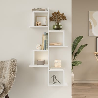 LUNOR Capri Wandbox – Set van 2 – Wit – 30×24×28 cm – Spaanplaat – Modulaire Wandrekken – Moderne Wanddecoratie