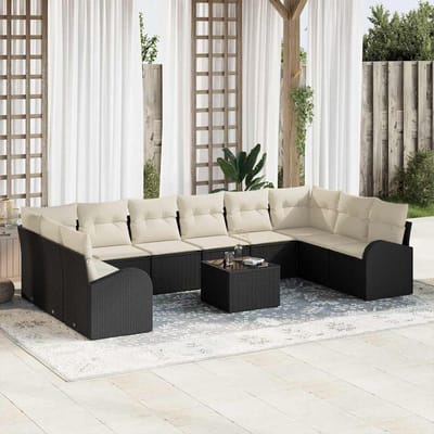 vidaXL Bankstel 11 st Zwart [Synthetisch]: Polyrattan