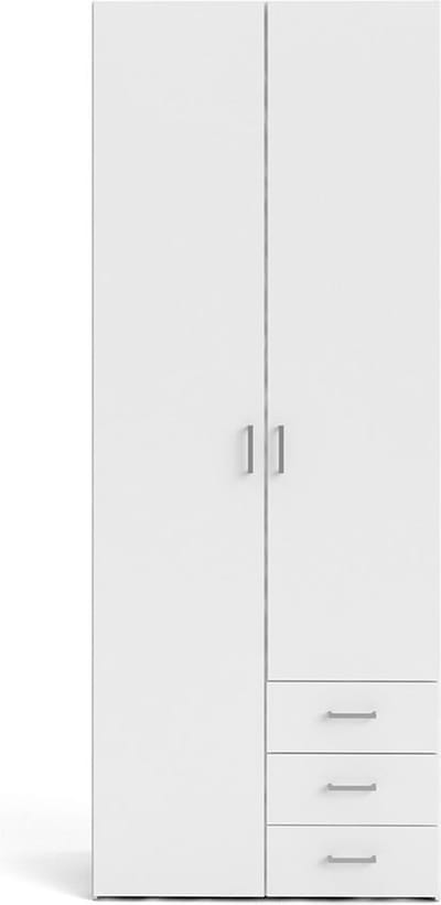 Space kledingkast 201x78x50cm, 2 deuren, 3 lades wit.