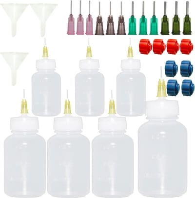 Set van 30 Plastic Squeeze Flesjes met Naaldpunt - 30ml, 50ml en 100ml voor Knutselprojecten, Lijmtoepassingen en Verf Quilling