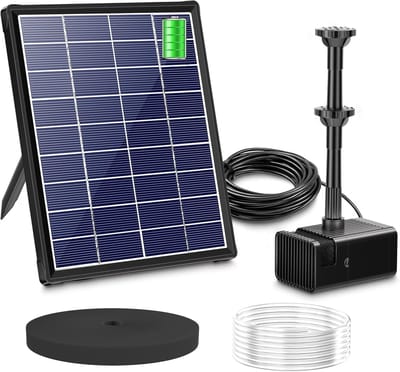 Zonne-energie Fontein voor Buiten met Accu - Duurzame Vijverpomp met 3000 mAh Batterij