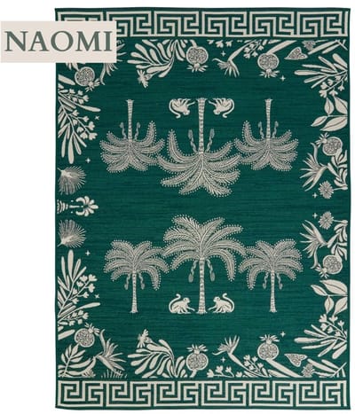 MISOU Vloerkleed - 160x230cm - Donkergroen/Creme - voor Binnen - en Buiten - Polypropyleen - Buitenkleed - Tapijt - Woonkamer - Veranda - NAOMI