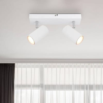 Globo Robby plafondspot, wit, lengte 26 cm, 2-lamps, metaal