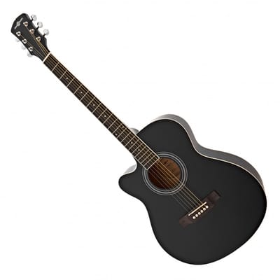 Single Cutaway Linkshandige Akoestische Gitaar van Gear4music, Zwart