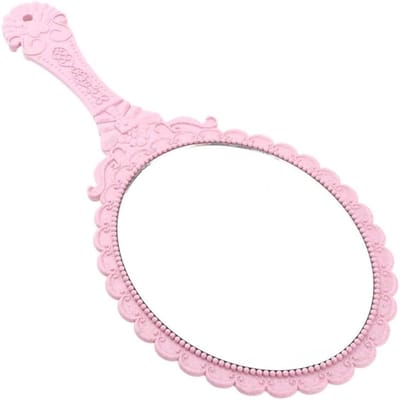 Handspiegel Set - Make-up Spiegel - Dagelijks Gebruik - Antiek Reliëf Ontwerp - 25cm x 11.5cm - Licht Roze