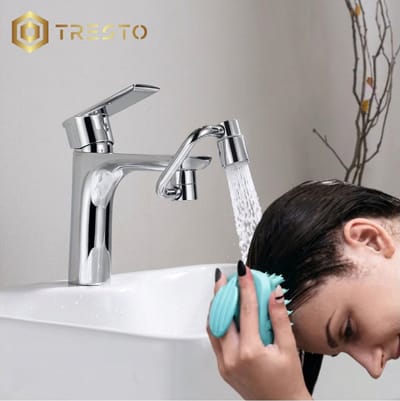 TRESTO - Kraan Opzetstuk - Kraan Verlengstuk - kraankop - RVS - draaibaar - 2 standen - perlator - roterend - flexibel - Opzetstuk - Verlengstuk - Rond model - waterbesparend - keukenkraan - badkamerkraan - zwenkbaar - afwassen - M22 - M24