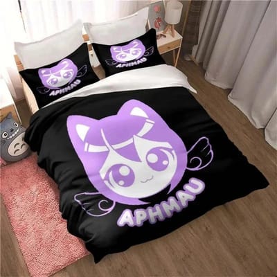 APHMAU Beddengoedset Dekbedovertrekset Eenpersoons Tweepersoons Kingsize Kawaii Cartoon Aphmau Volwassen jongens Slaapkamer Dekbedovertrek en Kussensloop 70x133cm 2pcs