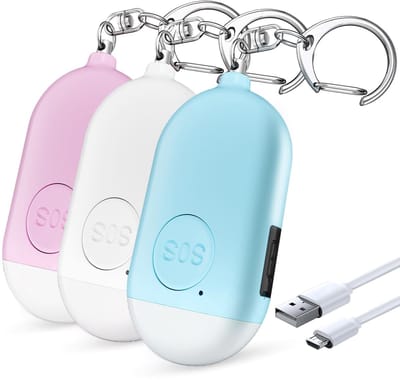 Ynkkvre - Veiligheidsalarm - Persoonlijk Alarm - 130 dB Noodalarm met LED Zaklamp - USB-C Oplaadbaar - Vliegtuigproof - Voor Zelfverdediging en Veiligheid - 3 Kleuren