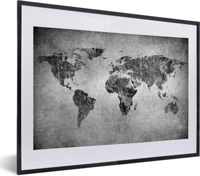 Poster in lijst - Fotolijst 40x30 cm - Posters - Wereldkaart - Vintage - Abstract - Kinderen - Jongens - Meisjes - Posterlijst zwart - Decoratie - Wanddecoratie woonkamer - Muurdecoratie slaapkamer