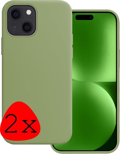 Hoesje 2 Stuks - Geschikt voor Apple iPhone 15 - Sterk & Shockproof - Case Siliconen - Back Cover - Telefoon Hoes - Groen