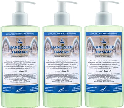 Handzeep Hamam 500 ml - set van 3 stuks - met gratis pomp - Voordeelverpakking
