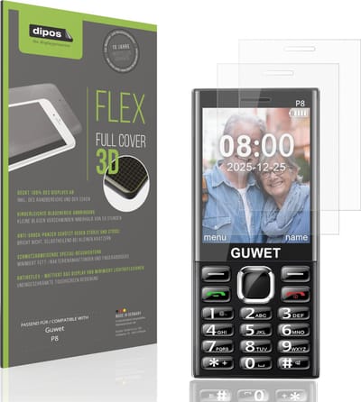dipos FLEX – 2x Matte Screenprotector geschikt voor Guwet P8 | Volledige Schermbescherming | Case-Friendly