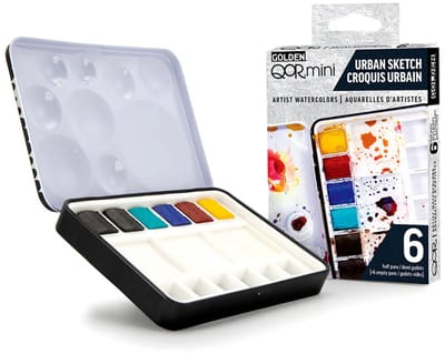 Golden QOR mini - Aquarelverf - Urban Sketch - 6 Napjes - Pocketbox
