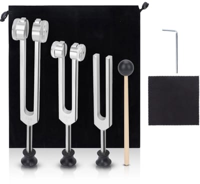 Dailygoods- Stemvork Set - Draagbaar Instrument - 128/256/512 Hz - Meditatie/Yoga - Aluminium - Lichtgewicht - Stemvorkinstrument