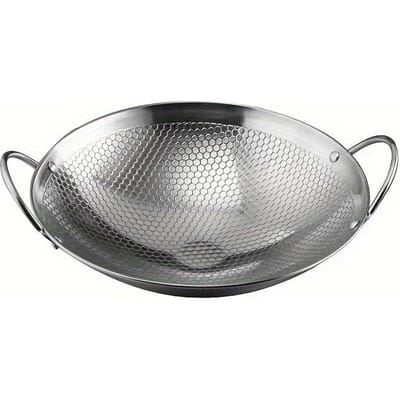 1 stuks 29cm/11.42inch roestvrijstalen honingraat koekenpan anti-aanbak met handvat krasbestendig koken pasta steak pap ramen gray