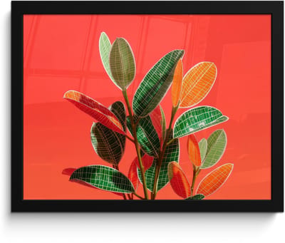 Poster in lijst - Fotolijst 40x30 cm - Posters - Bladeren - Nerven - Oranje - Structuur - Posterlijst zwart - Decoratie - Wanddecoratie woonkamer - Muurdecoratie slaapkamer